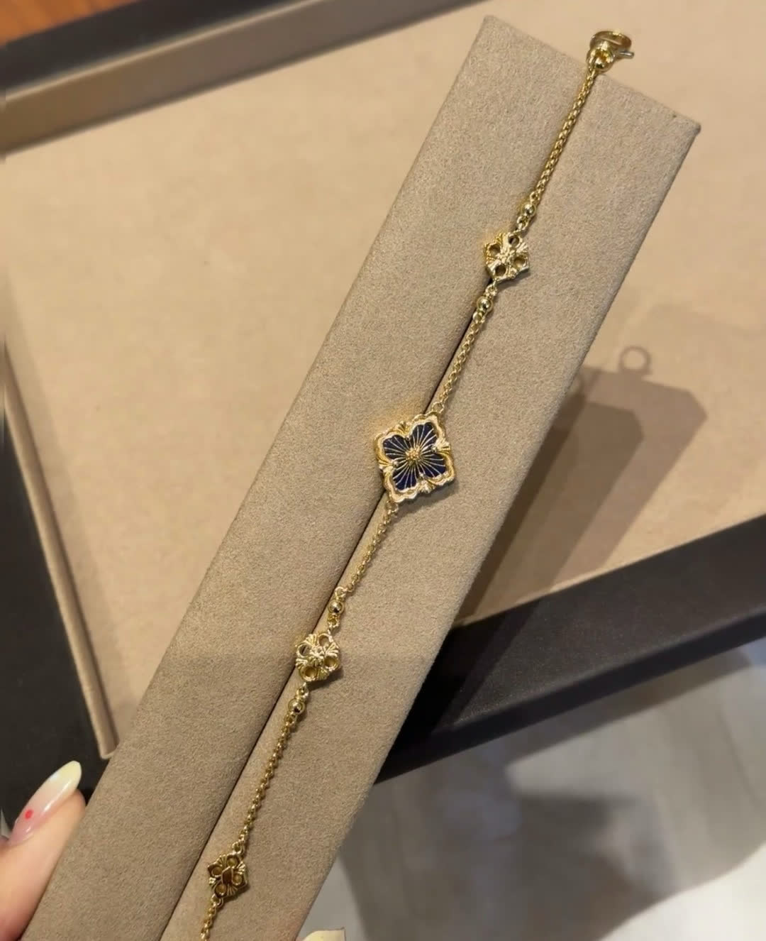 Van Cleef & Arpels Gold Plated Enamel Flower Bracelet